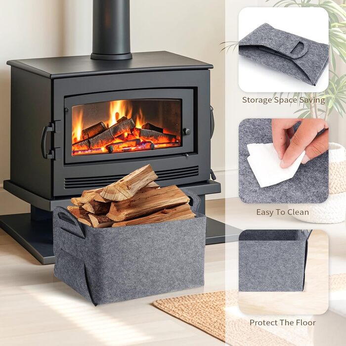 Кошики для зберігання з фетру, великий подарунковий кошик 40x30x24 см (порожній), складний кошик з фетру з двома м&39якими ручками, для одягу, пікніків, спалень, шаф, дерева та дитячих іграшок (темно-сірий), 2