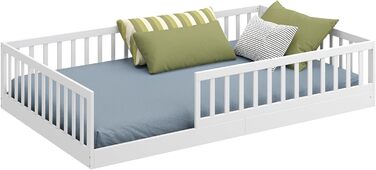 Підлогове ліжко CADANI Timi 2в1 120x200 см Дитяче ліжко Монтессорі зі знімним захистом від випадіння, включаючи ламельну раму, з м