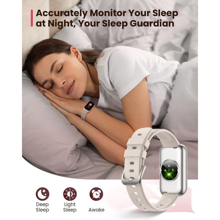 Жіночий смарт-годинник Sanorum, фітнес-годинник 1,47 дюйма з пульсометром, монітором сну SpO2, 24 спортивні режими, трекером активності, повідомленнями/WhatsApp, відстеженням менструального циклу, крокоміром, водонепроникним IP68, сумісним з Android та iO