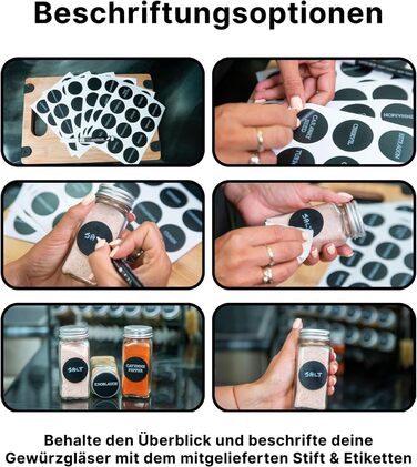 Підставка для спецій Deco haus, настінна та настінна З БАНКАМИ ДЛЯ СПЕЦІЙ ТА ЕТИКЕТКАМИ - Органайзер для спецій - Органайзер для підставок для спецій - Підставка для спецій - Підвісна система підставок для спецій - Зберігання спецій - Банки для спецій з п