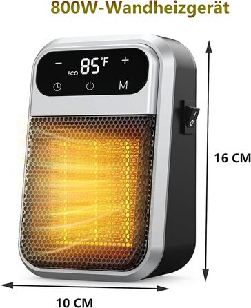 Підключається до мережі з вентилятором та дистанційним керуванням, міні-керамічний вентилятор для ванної кімнати, енергозберігаючий, тихий обігрів, променевий обігрівач потужністю 800 Вт з 12-годинним таймером, термостатом та захистом від перегріву для сп