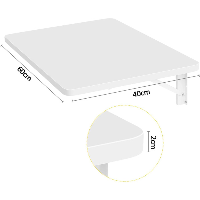 Настінний розкладний стіл uyoyous, дерево, 60 x 40 см, білий, компактний плаваючий стіл/столик для ноутбука, невеликий розкладний кухонний/обідній стіл для настінного кріплення
