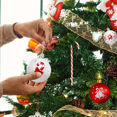 Пластикові ялинкові прикраси набір з 16 предметів червоно-білі Arbolisse