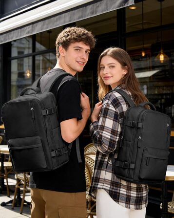 Вакуумний рюкзак BJLFS, ручна поклажа Ryanair 40x30x20, великий дорожній рюкзак, ручна поклажа для літака, рюкзак з подушкою безпеки та вакуумним насосом, сумка для літака з вакуумною системою, ручна поклажа для 14-дюймового ноутбука A01-чорний Ryanair/Wi