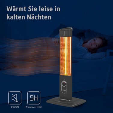 Окремостоячий обігрівач для патіо ICQN потужністю 2300 Вт 4 режими нагріву з пультом дистанційного керування Карбоновий інфрачервоний обігрівач для використання в приміщенні та на вулиці Обігрівач для патіо Цифровий дисплей (стандартний 2300 Вт)