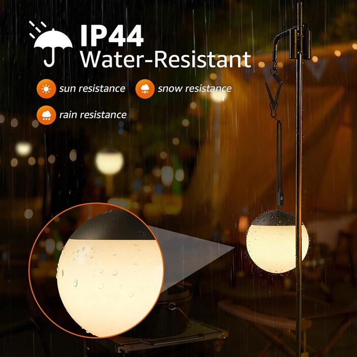Набір із 2 ламп MALUX Sphere I Вуличний кемпінговий світильник I Світлодіодний підвісний садовий світильник із 8 кольорами I Регульоване освітлення для кемпінгу I Водонепроникний IPX4 I Балконний світильник, кемпінговий світильник