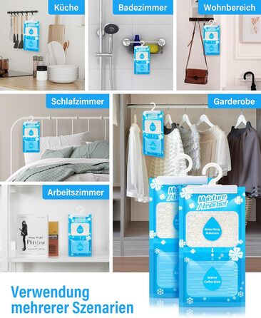 Х 230 г підвісний осушувач повітря, пакети для шафи, одноразові гранули для сушіння, підходить для поглинання вологи для дому, пральні, запахи, без запаху, 20 упаковок по 230 г, 20 шт., 20