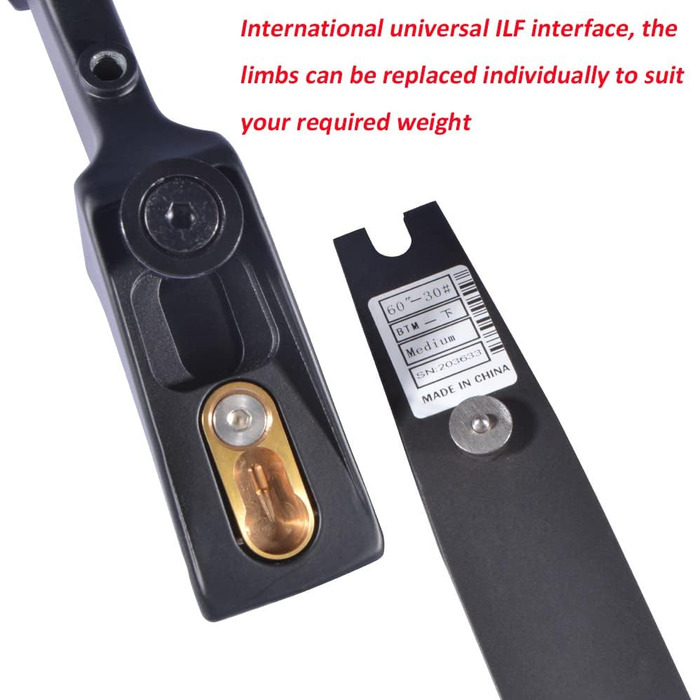 Рекурсивний лук ILF (правий), 60" / 145 см, 20–50 lb, чорний — комплект для стрільби (6 стріл)