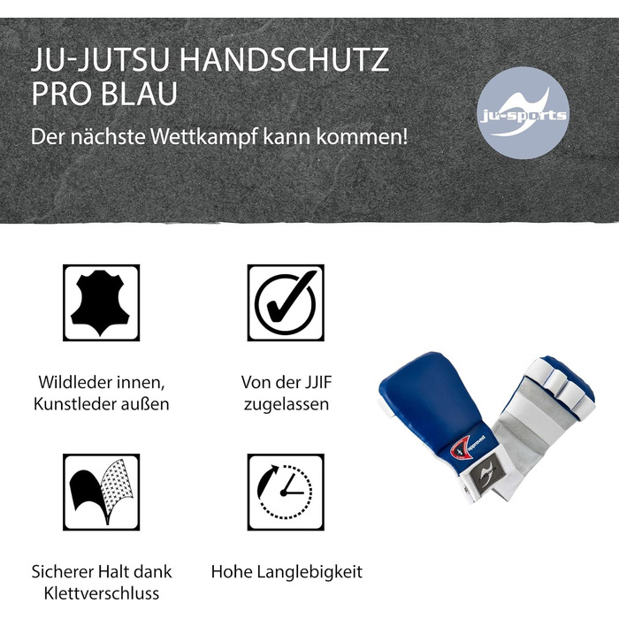 Накидки для рук бойових мистецтв Ju-Sports для джиу-джитсу червоного кольору - високоякісні, міцні накидки для змагань для дорослих та дітей із застібкою на липучці, оптимальна фіксація, розмір S, синій