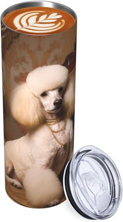 Кухоль з прямою трубочкою, дизайн пуделя, принт, дорожній кухоль, підходить для кемпінгу, офісу та дому, 590 мл