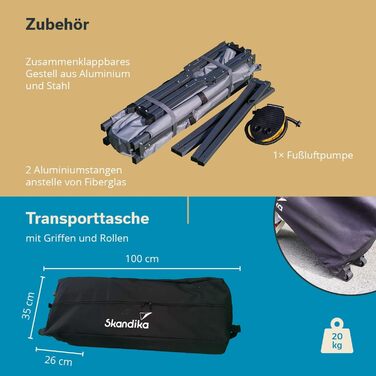 Намет-ліжко Skandika Haug для 2 осіб Намет-ліжко, піднятий кемпінговий намет, надувний матрац, водонепроникний, відкритий похідний намет, до 160 кг Рибальський намет 4-в-1, намет-ліжко, короповий намет, похідний намет-ліжко, зелений