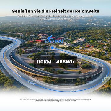 Електровелосипед Touroll MA1 26 дюймів для дорослих, міський електричний велосипед з двигуном 250 Вт 75 Нм із середнім приводом та акумулятором 36 В 468 Втгод, запас ходу 110 км, гідравлічні дискові гальма, електровелосипеди для чоловіків та жінок