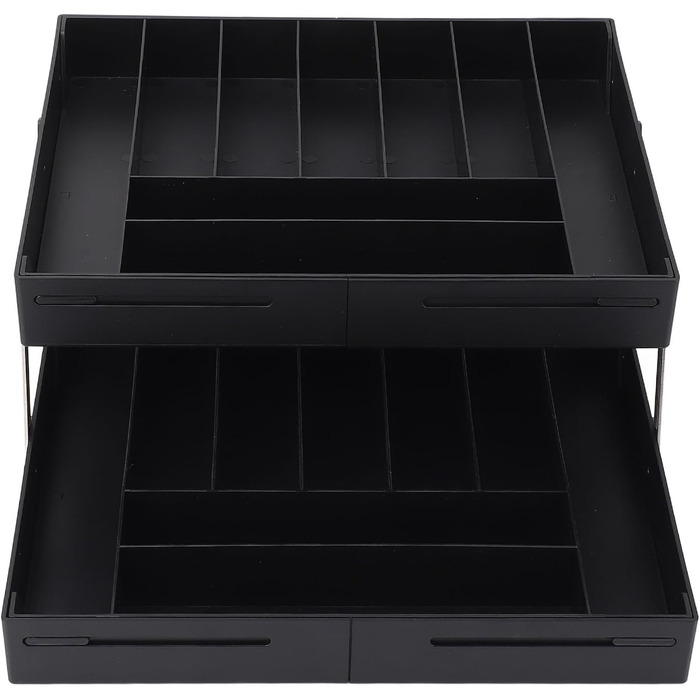 Багаторівневий розширюваний органайзер для столу, шухляда, яку легко чистити, складний лоток для зберігання, міцний матеріал для акуратного зберігання різних предметів (чорний)