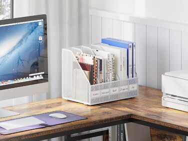 Металевий офісний органайзер EasyPAG A4 з 5 кишенями, тримач для документів, лоток для файлів, тримач для журналів, лоток для листів, органайзер для паперових журналів, білий