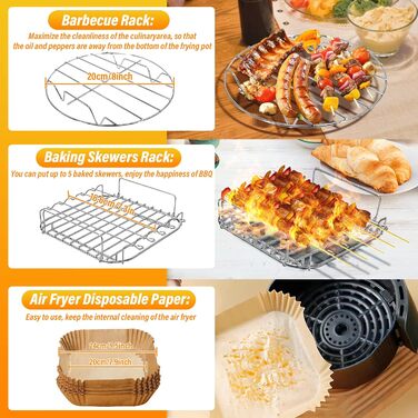 Аксесуари для фритюрниці, Аксесуари для фритюрниці з 9 предметів, Набір аксесуарів для фритюрниці, Аксесуари для фритюрниці, Аксесуари для фритюрниці з гарячим повітрям для фритюрниці 5.5 л