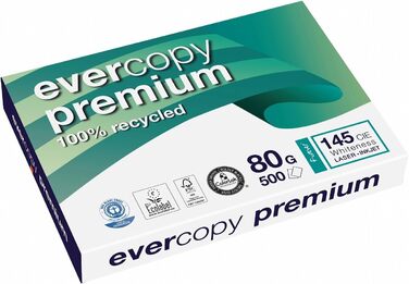 Папір для принтера Reams / копіювальний папір Evercopy Premium, перероблений папір, DIN A3, 80 г, 500 аркушів, білий, 1 розгортка 500 аркушів DIN A3 Premium, 1904C -