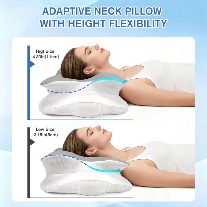 Ергономічна ортопедична подушка, подушка з пінного матеріалу з ефектом пам&39яті для шийного відділу хребта від болю в шиї та плечах, подушка для шиї зі знімним чохлом, для друзів та батьків (сіра) Подушка з пінного матеріалу з ефектом пам&39яті - сіра