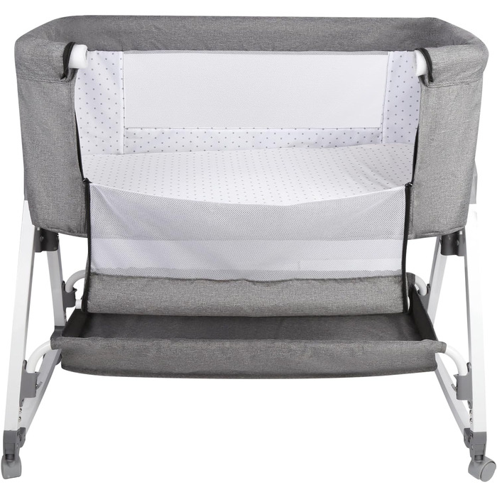 Дитяче ліжечко Side-by-Side, дитяче ліжечко 2-в-1 від народження до 25 кг, додаткове ліжко з 6 регулюваннями висоти, з матрацом/відкидною бічною панеллю/колесами, ліжечко з сітчастої тканини - 80 x 40 x 100-115 см - льон 80 x 40 x 100-115 см - льон