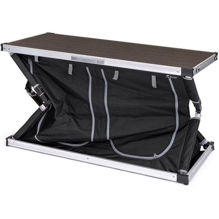 Кухня для кемпінгу BERGER Tampere L Складана шафа для кемпінгу з відділеннями для зберігання та сумкою для перенесення Кухня для кемпінгу на свіжому повітрі, Складана кухонна шафа для кемпінгу з алюмінієвою рамою, Кухонна шафа для кемпінгу (L)