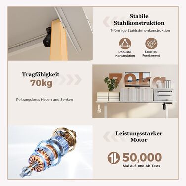 Письмовий стіл Klicelor з регульованою висотою та подвійними шухлядами, електрично регульований по висоті стіл, комп&39ютерний стіл для роботи сидячи та стоячи, ергономічний стіл для роботи стоячи, 100 x 60 см, білий