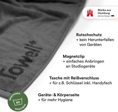 Спортивний рушник STRYVE Оригінальний Towel Платиново-сірий 90 x 40 см Магнітна кліпса та протиковзкий захист Розумний дизайн за найкращою ціною Ідеально підходить для спортзалу