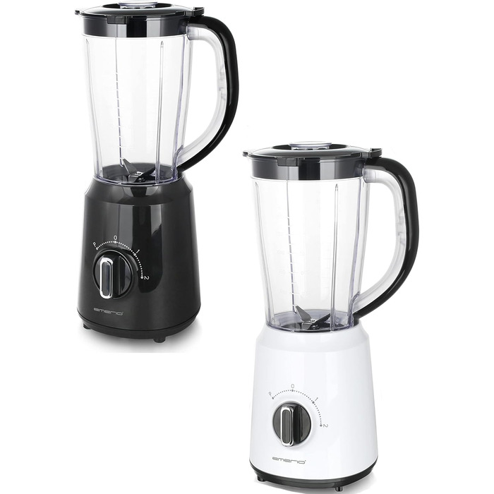 Міксер Emerio без бісфенолу А Функція подрібнення льоду Контейнер 1,5 л 2 швидкості імпульсна функція Ножовий блок з нержавіючої сталі Запобіжний вимикач Сейф для посудомийної машини 500 Вт BL-12816.8 Чорний Без бісфенолу А - Чорний