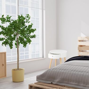 Круглий журнальний столик Relaxdays з шухлядою, скандинавський дизайн, журнальний столик або тумбочка біля ліжка, В x Ø 52 x 40 см, дерево, білий