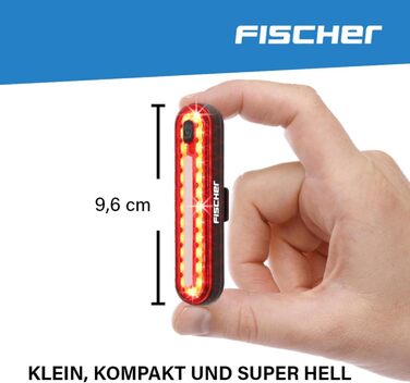 Комплект освітлення для велосипеда Fischer 80/40/20 люкс, комплект ліхтарів на батарейках, стоп-сигнал, передній та задній ліхтарі, з батарейками та функцією заряджання через USB, 3 функції освітлення, захист від бризок згідно з IP44, схвалено StVZO