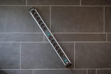 Розеткова планка Brennenstuhl Premium-Alu-Line 12-шляхова/розеткова планка з високоякісного алюмінію (розетка на декілька розеток