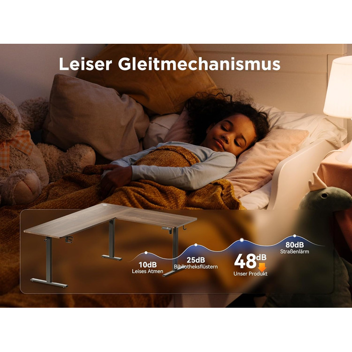 Подібний електричний стіл з регульованою висотою, 190 x 150 см, кутовий стіл, регульована висота, комп&39ютерний стіл з можливістю роботи сидячи та стоячи з органайзером для кабелів для офісу, ігровий, чорний горіх, 190 x 150 см