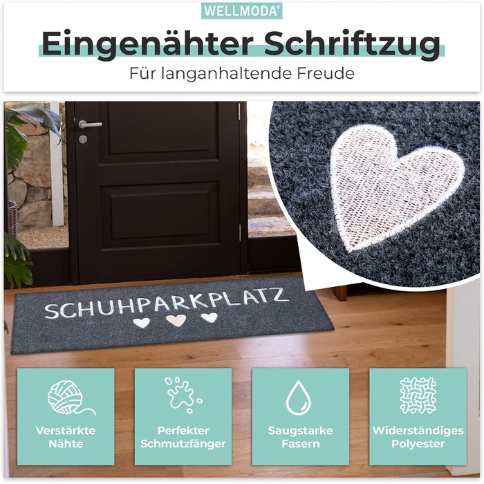 Килимок для паркування взуття Нашитий напис Надзвичайно міцний Можна прати в пральній машині та нековзний Килимок для використання на вулиці та всередині приміщень Килимок для дверей 35x100 см