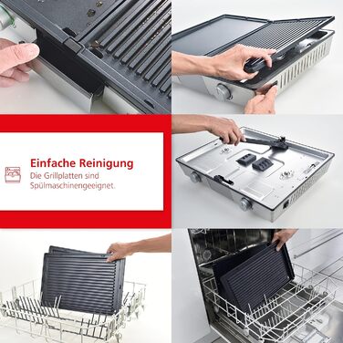 Електричний гриль - Гриль включаючи захист від бризок і 2 лопатки - Настільний гриль електричний - Нержавіюча сталь одинарна, 7951 -