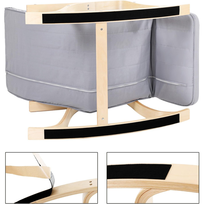 Крісло-гойдалка SONGMICS Birchwood, крісло-гойдалка, регульована підставка для ніг у 5 положеннях, бавовняний чохол, вантажопідйомність до 150 кг, вітальня, спальня, світло-сірий LYY41G, 67 x 125 x 91 см