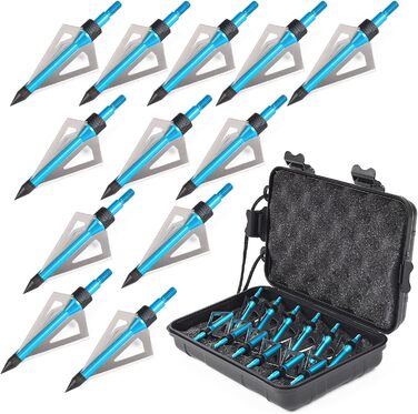 Наконечники стріл 100 гран (вкручувані) — для зовнішнього використання, сині, 12 шт. + пластиковий кейс