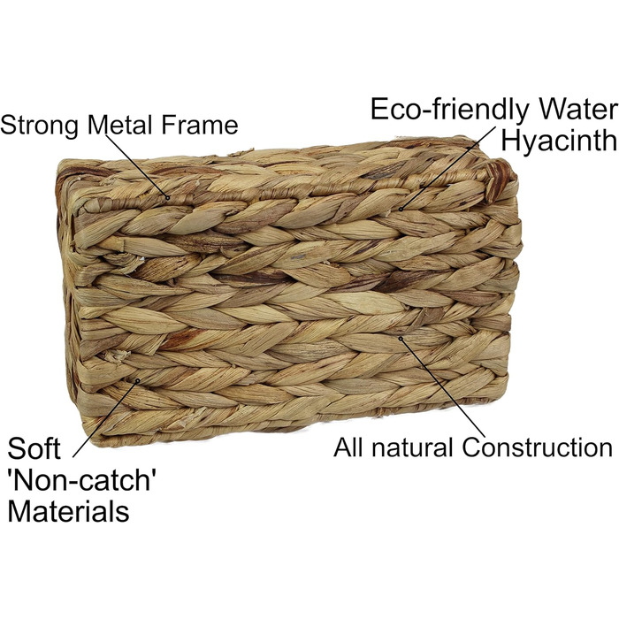 Прямокутний водяний гіацинт, маленькі кошики для зберігання, натуральна фарба, плетений кошик, полиці, відкриті, декоративна подарункова коробка, міні піднос, косметика, органайзер (великий, 32 см, 3 кошики)