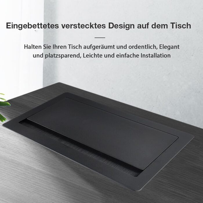 Вбудована настінна розетка для конференц-залу, столу, мультимедійна розетка, срібляста - 2 шт. Schuko - 2 шт. CAT6 - 2 шт. HDMI - USB 3.0 - стерео - USB-C для передачі даних (чорна)