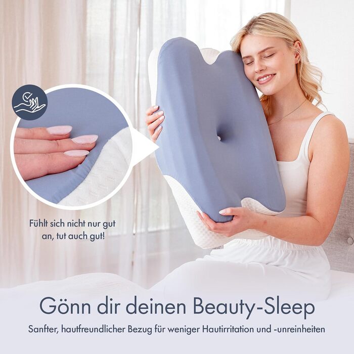 Ортопедична подушка для шиї Knoop Home & Living з піни з ефектом пам&39яті - Ергономічна подушка від болю та напруги в шиї - Ідеально підходить для сну на боці та спині - Знімний чохол