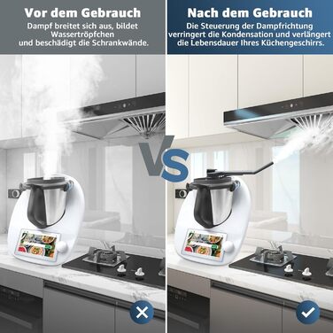 Паровий дивертор для Thermomix TM6 MCC, для аксесуарів Thermomix Силіконовий конденсатовідвідник, захист навісних шаф Сумісний з Monsieur Cuisine Smart Extra Long Відведення пари зі щіткою Версія Extra Long (труби 15 см 10 см)