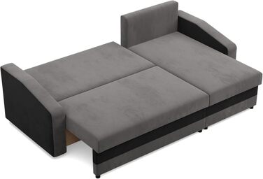 Кутовий диван з функцією сну та ящиком для зберігання Orion, Універсальний кутовий диван, L-подібний диван (ШxГxВ) 231 x 140 x 85 см, диван для вітальні, кутовий диван, сірий чорний (мікро 27 мікро 15)