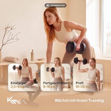 Регульовані розбірні гантелі KM-Fit 12,5-25 кг Чавун Набір 2 шт. для домашнього залу, 25 кг