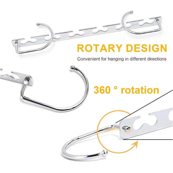 Отворів з нержавіючої сталі чарівні вішалки складні компактні, дуже міцні нековзні Можна вішати важкий одяг вертикально/горизонтально, в комплекті п'ять з'єднувальних гачків для вішалок, 5 шт., 6