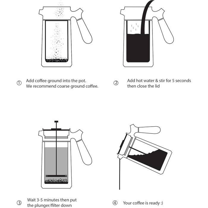 Французький прес з нержавіючої сталі HEEMBURG Термокавоварка з подвійними стінками з ізоляцією Французький прес для кави Прес для кави 1 л Thermo Brewer 5 чашок Кавоварка біла