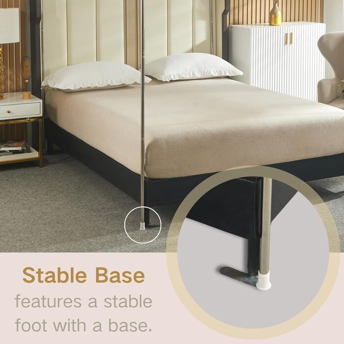 Каркас балдахіна для ліжка Beyeutao, Каркас москітної сітки, Каркас балдахіну, Каркас балдахіну для ліжка, Каркас ліжка з балдахіном, Каркас балдахіну для ліжка, Штанга для балдахіну для ліжка, Гвинтовий дизайн. (Нержавіюча сталь, 150 x 200 см) Нержавіюча