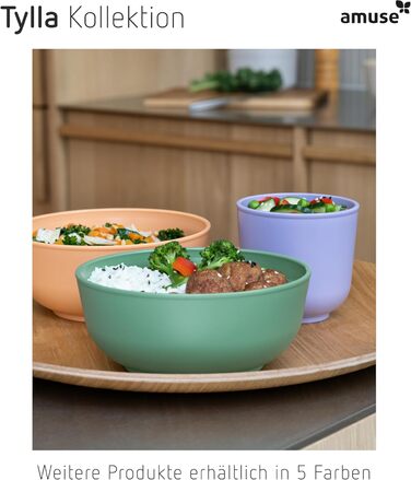 Набір з 3 мисок Amuse Tylla (200 мл, 1000 мл, 2000 мл) Герметичні контейнери для зберігання їжі з кришками для приготування їжі Контейнери для зберігання їжі без бісфенолу А для дітей та дорослих, можна мити в посудомийній машині Набір з 3 вугільних чашок