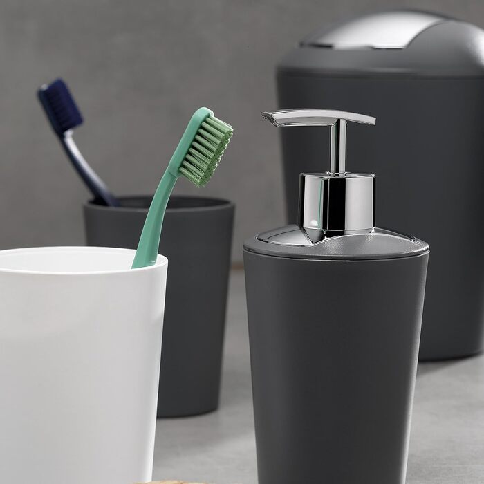 Сірий, відро для сміття з поворотною кришкою, відро для косметики 5 л з поворотною кришкою, пластик, MARTA, відро для сміття у ван