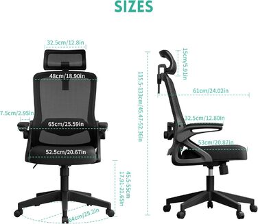 Ергономічне офісне крісло Storeo Imp, велике, сітка / тканина, чорне