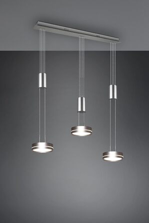 Світлодіодний торшер Trio Lights Franklin 426510208, Метал в т.ч. 35 Вт LED, Зміна кольору, Диммер (нікель-матовий, підвісний 3-полум'яний)