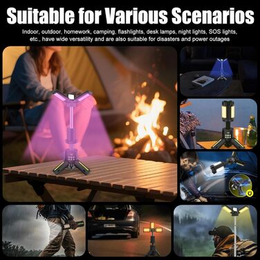 Багатофункціональний магнітний світлодіодний кемпінговий ліхтар OBEST ємністю 12000 мАг, бездротове освітлення будівельного майданчика, лампа для намету з регульованою яскравістю, портативний блок живлення із сигналом екстреної допомоги SOS та індикатором