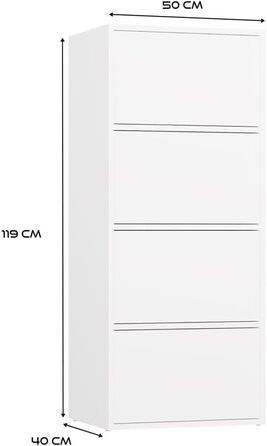 Комод CDF, шафа, висока шафа з 4 дверцятами та полицями - ІДЕАЛЬНО ДЛЯ ВІТАЛЬНІ - КОМПАКТНИЙ ТА СУЧАСНИЙ СТІЙКИЙ ТА УНІВЕРСАЛЬНИЙ Білий