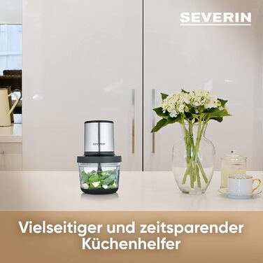 Універсальний подрібнювач SEVERIN, мультиподрібнювач для грубого та дрібного подрібнення, подрібнювачі для колотого льоду, сиру, горіхів та іншого, матова чорна/матова нержавіюча сталь, KM 3867